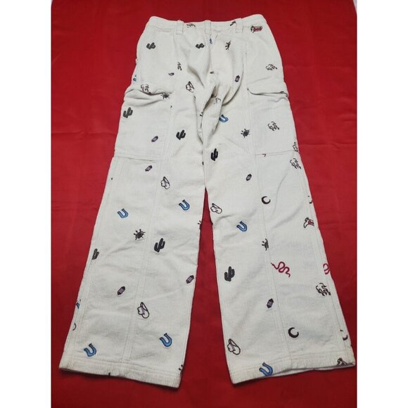PacSun Desert Cowboy Corduroy Embroidered Baggy Cargo Elastic Waist Pant-Size S - Picture 2 of 14